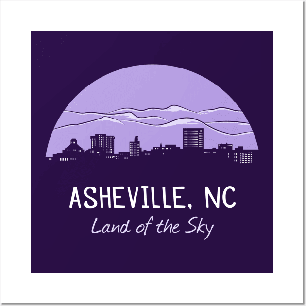 Asheville Cityscape Mountains - Land of the Sky - Purple 07 Wall Art by AVL Merch